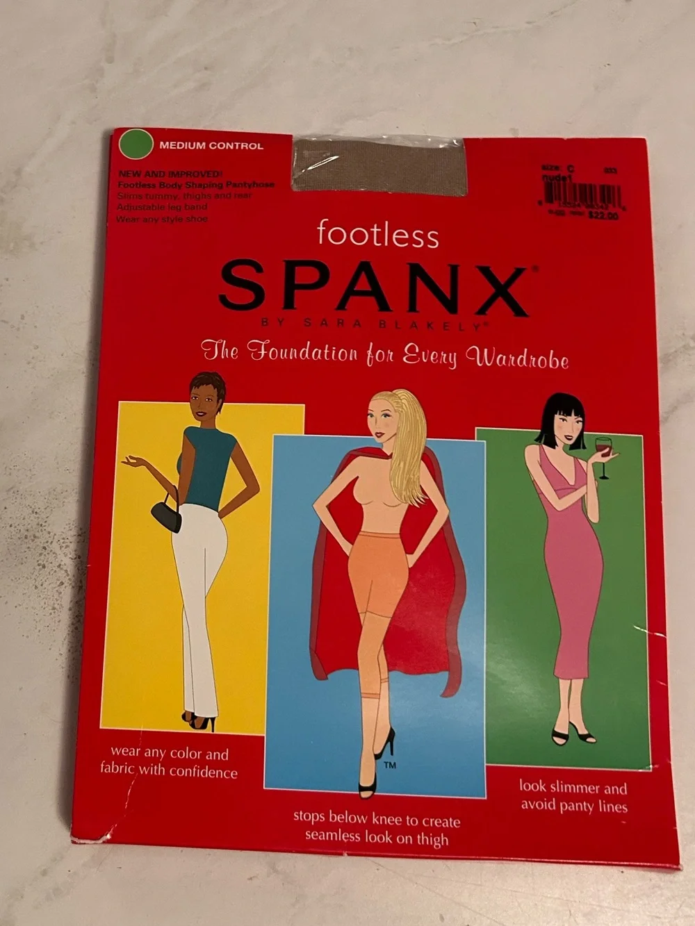Spanx Footless Body by Shaping Pantyhose Black Medium Control Size C Made in USA